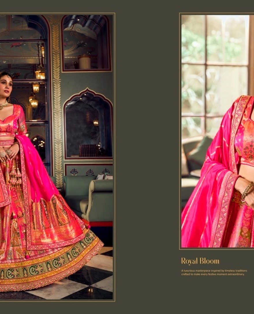 10385 - Multi Colour Lehenga Choli in Banarasi with Embroidered